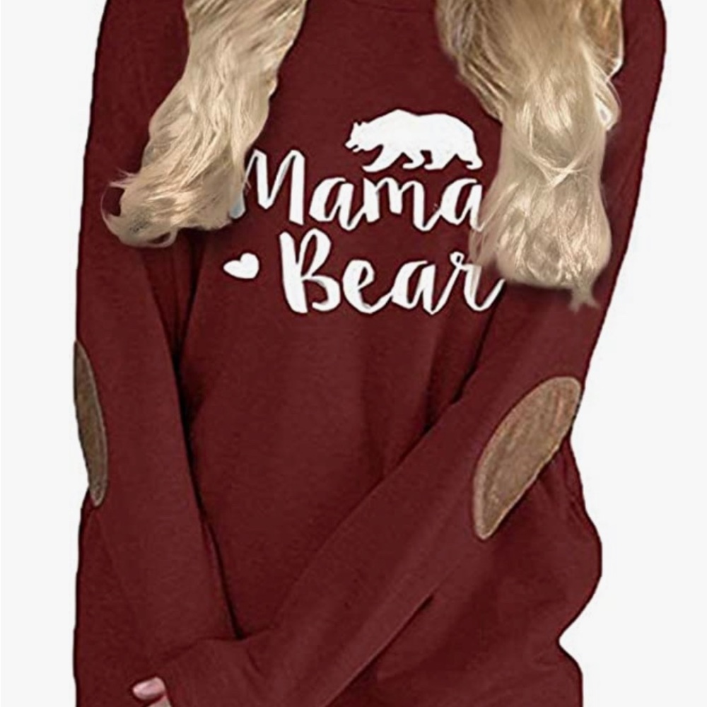 Mama Bear Loose Crew Neck Patch Sleeve Top - Picture 5 of 6